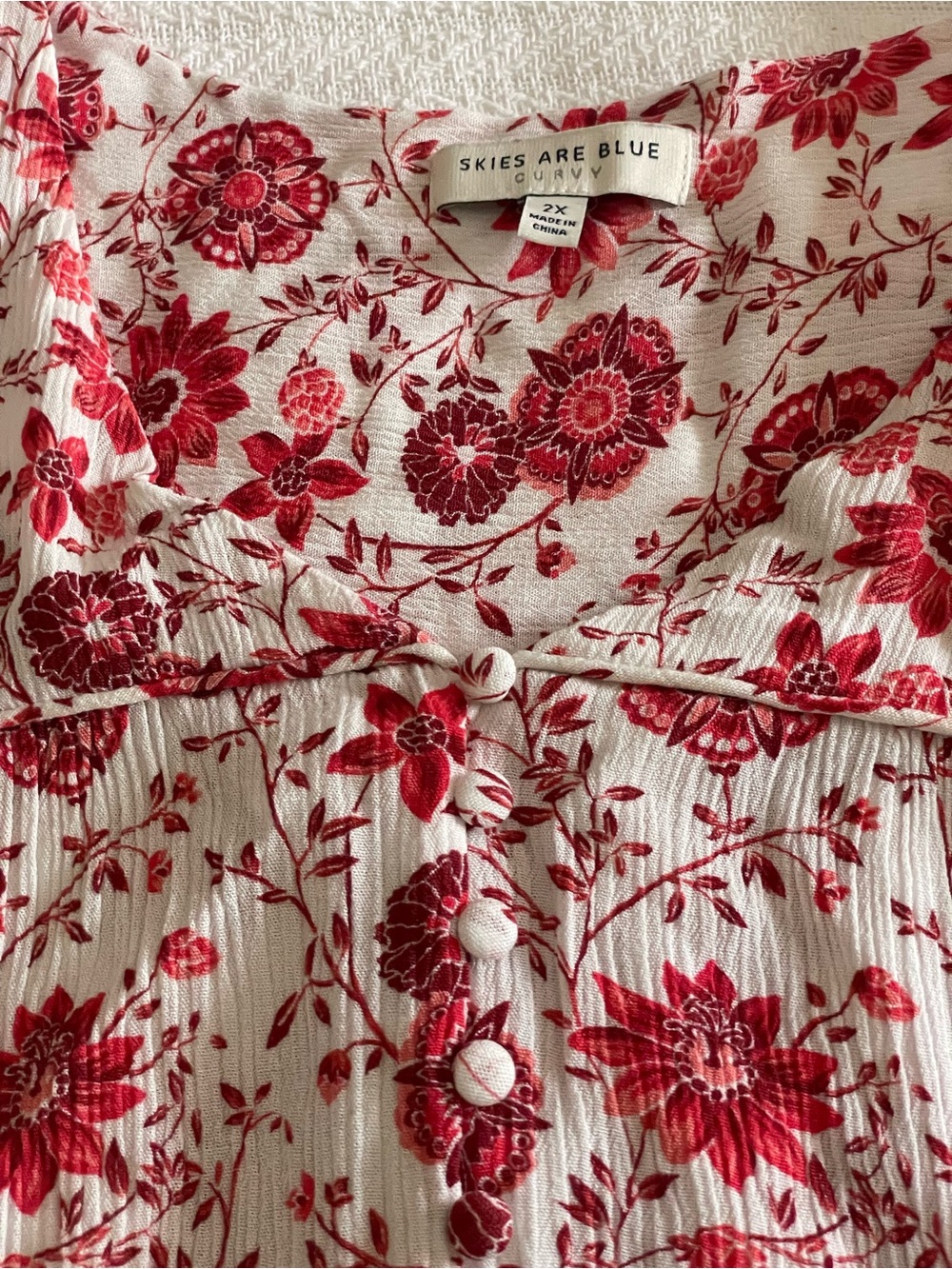 Women’s Floral Short-Sleeve Top, Sailor neckline, plus size 2X, 100% rayon - Picture 5 of 7